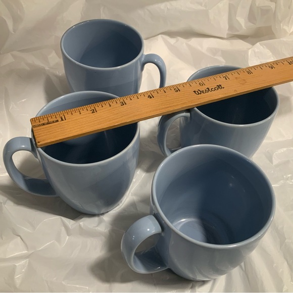 Set Of 4 Vintage Corelle Stoneware Coffee Cups Mugs Light Blue/Periwinkle - Picture 2 of 11